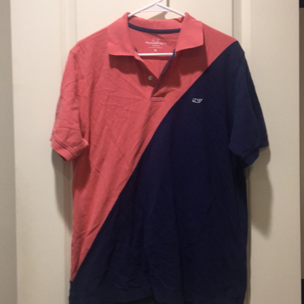 Vineyard Vines Rugby style 1/4 button down Polo shirt short sleeve color block M